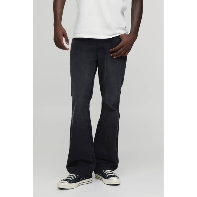 Essential Slim Flare Rigid Jeans | Washed Black | Size 48R