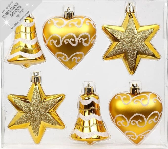 Christmas goods kersthangers - 6x - figuurtjes - goud - 9 cm - kerstversiering