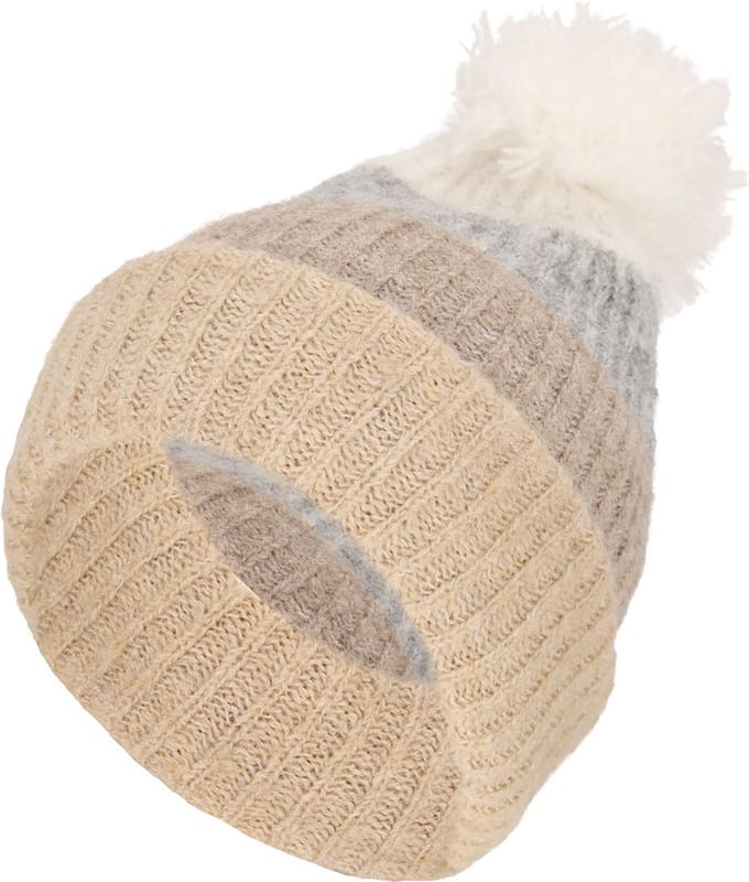 Meisjes Muts Taupe met Pompon