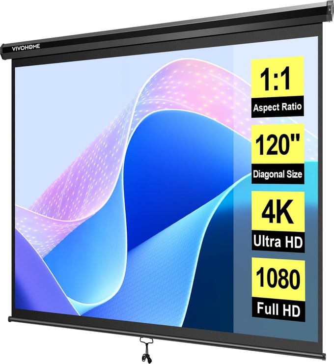 120 Inch Pull Down Projectiescherm HD 4K Intrekbaar Filmscherm voor Thuisbioscoop
