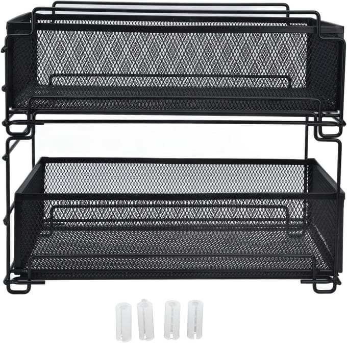 Keuken organizer - Lade rek - Ruimte besparen - Dubbele etages - 366 cm lengte - Zwart