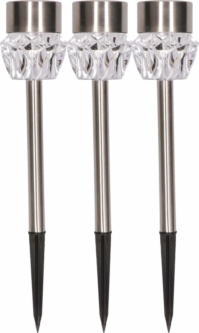 HI Padverlichting solar LED 3 st kristal