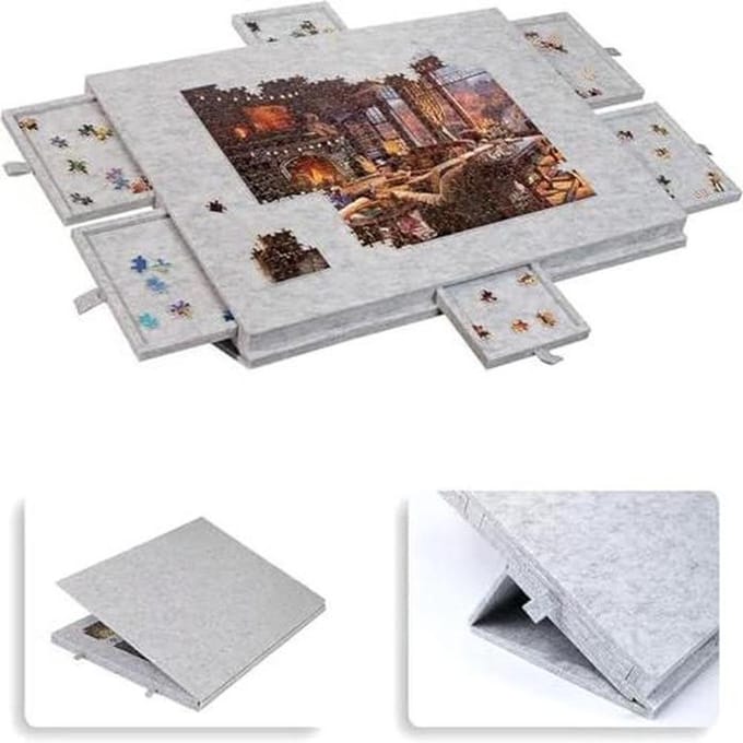 Legpuzzelbord - Puzzeltafel Opvouwbaar - Puzzels Sorteren - Met 6 Sorteerladen - 90 x 63 cm - Zwart