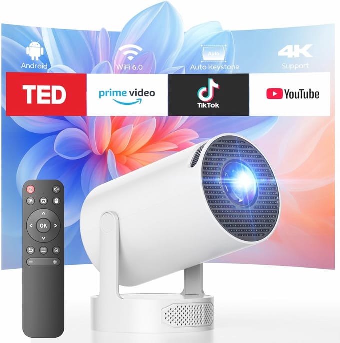 Draagbare Mini Projector met 4K Ondersteuning en Native 720p – Ideaal voor Thuisbioscoop