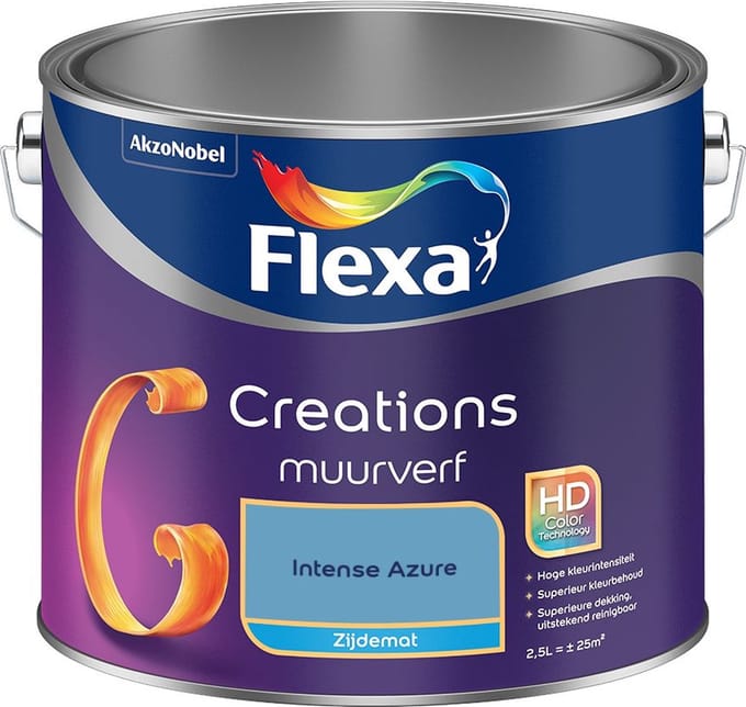 Flexa - Creations Muurverf Zijdemat - Intense Azure - Mengverf - 2,5 L