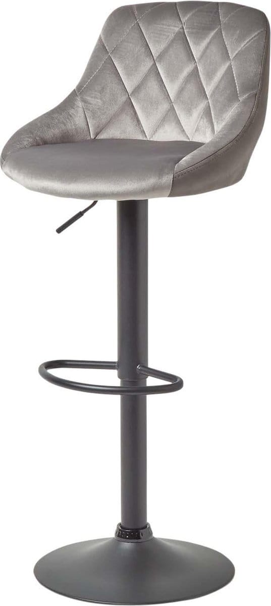 Homescapes - Barkruk Henley - fluwelen barkruk in hoogte verstelbaar 97cm - grijs