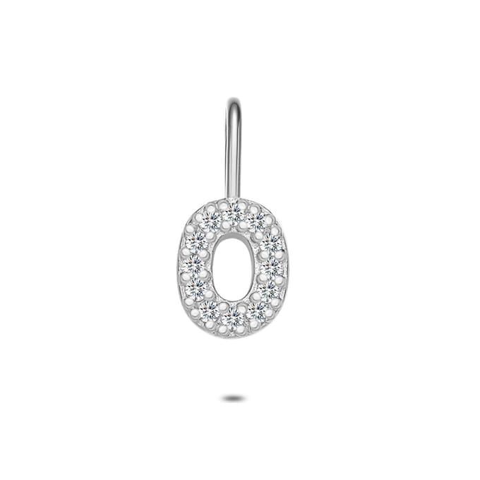 Twice As Nice Hanger in zilver, letter O met steentjes