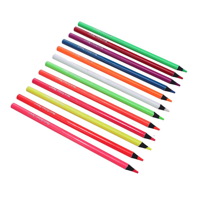 12 STuks Set Neon Gekleurde Potloden 12 Kleuren Multifunctionele Tekenpotloden voor School red