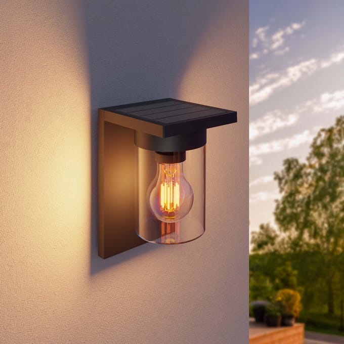Ledvion - LED Solar Wandlamp - 2.2W - 3000K - IP44 - Zwart