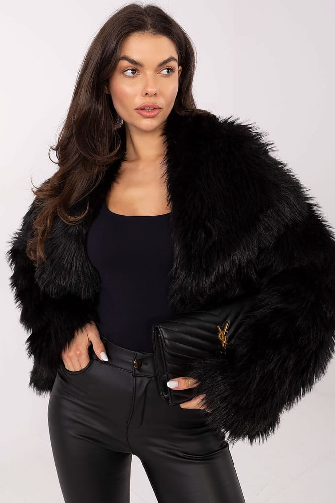 Velvet Faux Fur Jacket - Schwarz / Einheitsgröße