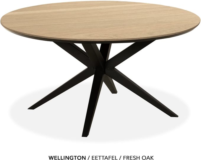 Maxfurn - Eettafel rond met verjongde rand | Zeer krasvast | Kleur: Fresh oak | diameter 130cm