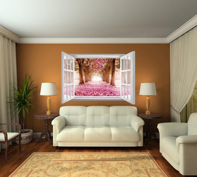 Flowers Pink Background Photo Wallcovering