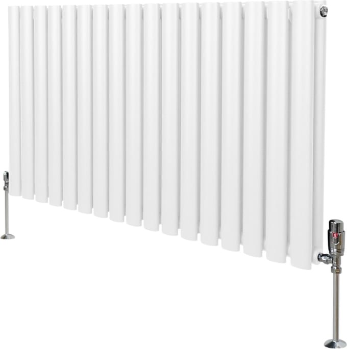 Ovale radiator + trv-chroomkranen - wit - 600mm x 1020mm - 4562 btu