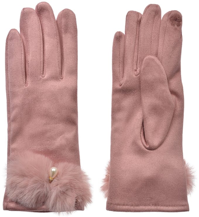 Clayre & Eef Handschoenen Winter 9x23 cm Roze Polyester