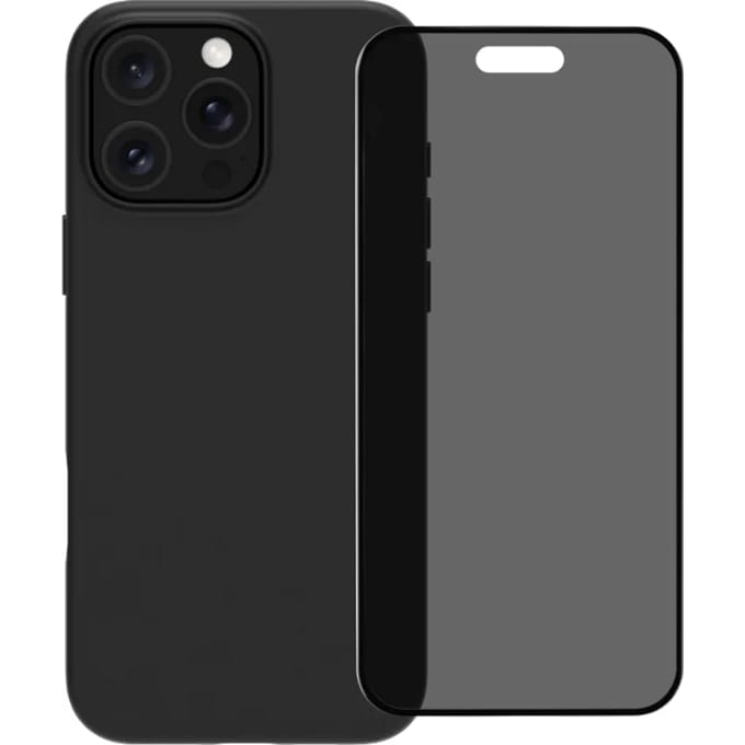 BlueBuilt Back Cover iPhone 16 Pro Max Zwart + Privacy Filter Screenprotector Glas