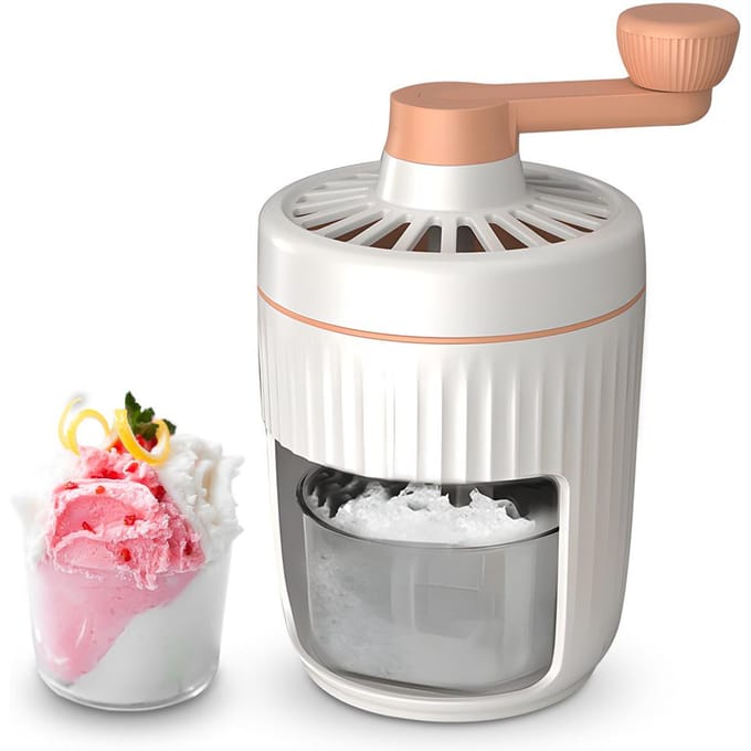 Geschoren ijsmachine - Handslinger Slushie Maker Machine met gratis ijsblokjeshouder Draagbare sneeuwkegel oranje