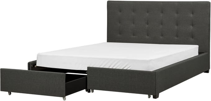 ROCHELLE - Bed opbergruimte - Donkergrijs - 160 x 200 cm - Polyester