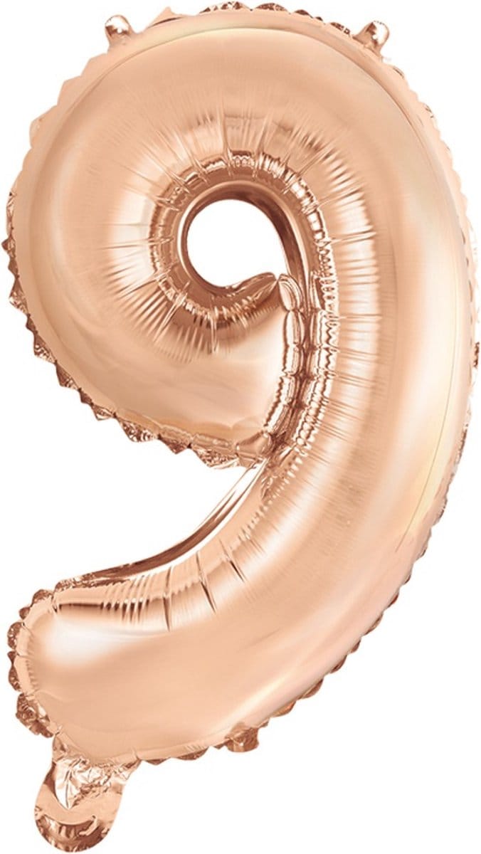 Folie Ballon Cijfer 9 Rose goud 41 cm