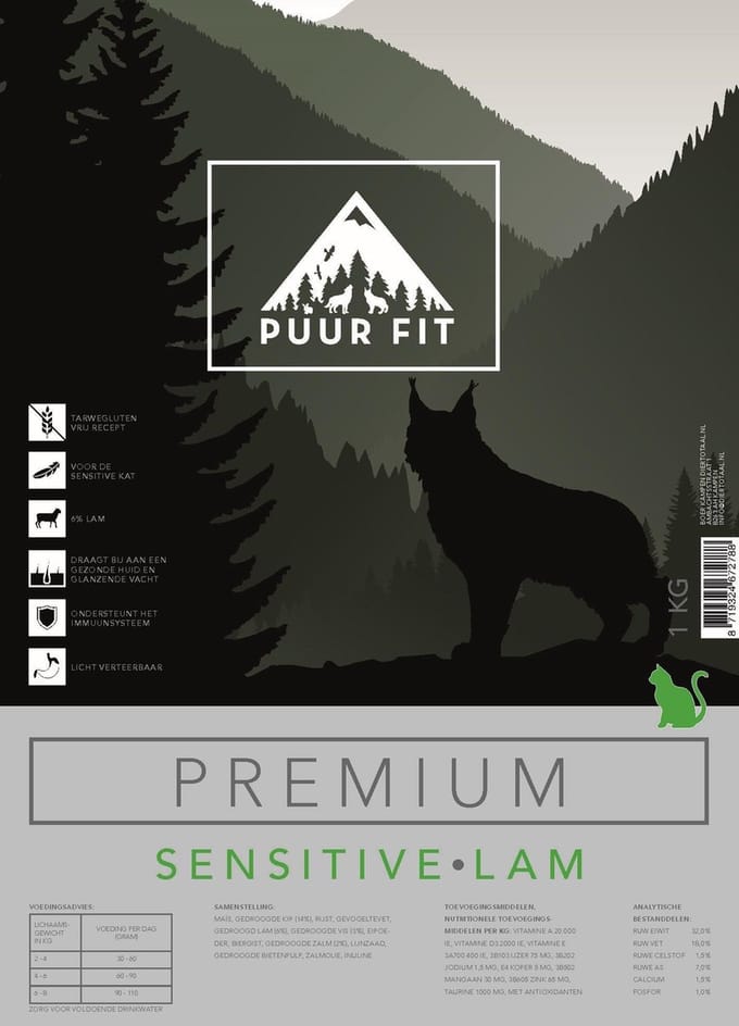 Puur Fit Premium - Kattenvoer - Sensitive Lam - 1 kilo