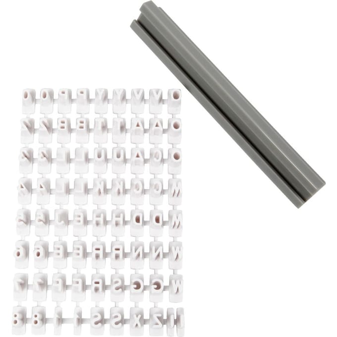 CC Rubber stamps set, letters, numbers, H: 6 mm, white, 1 set