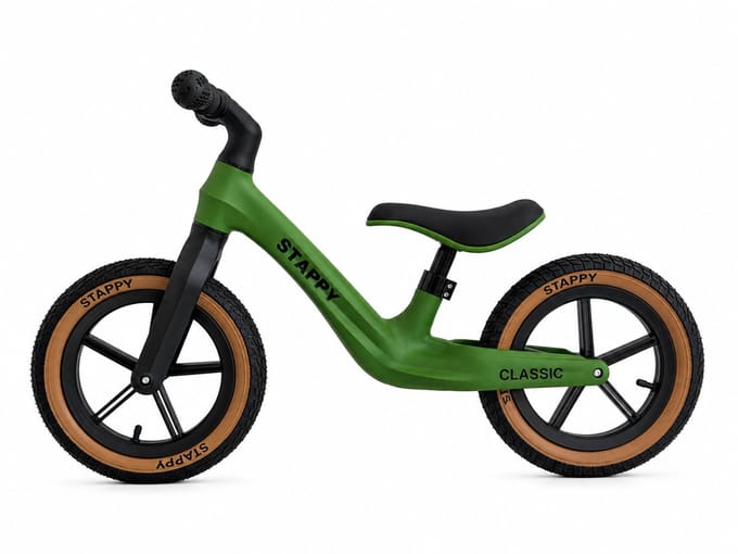Stappy Classic Loopfiets Groen - 12 inch luchtbanden - vanaf 2 jaar - 3 kg - verstelbare zadel