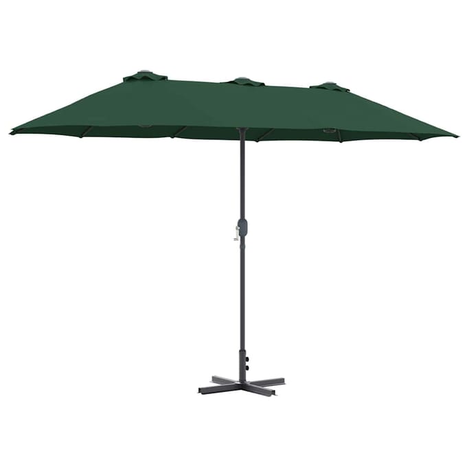 vidaXL - Tuinparasol - 370 - x - 197 - x - 239 - cm - Polyester - en - Aluminium - Groen