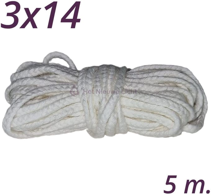 Kaars Lont | HNL 3x14 | 5 meter | Wick | Pit | Wiek | Kaarsenlont.