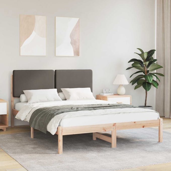 vidaXL - Bedframe - met - Gevoerde - Hoofdbord - Taupe - 160 - x - 200 - cm