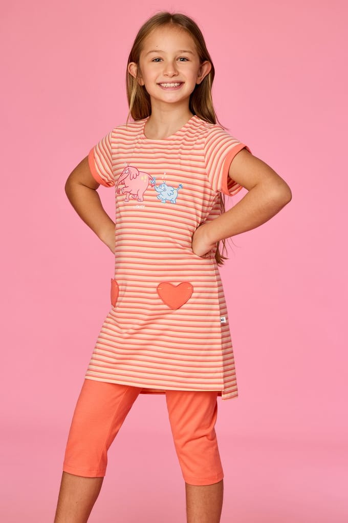 Woody Meisjes-Dames pyjama multicolor streep - maat 152/12J