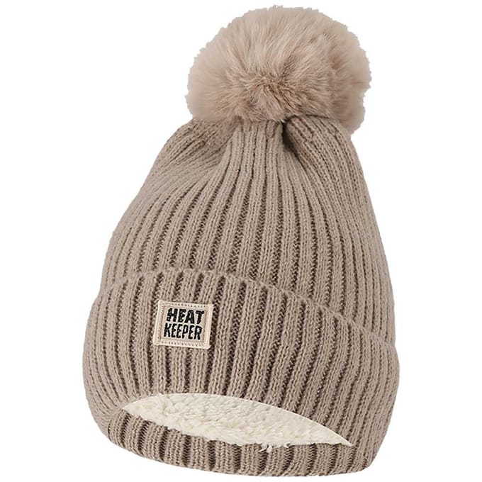 Thermo muts + pompon dames - Onesize - Beige