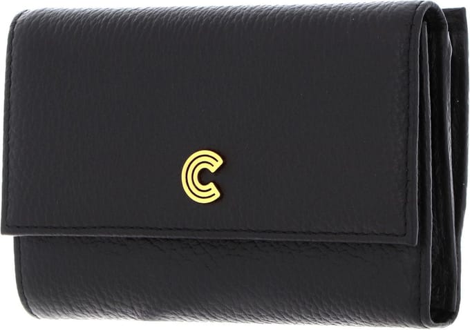 COCCINELLE Leren Portemonnee Myrine Wallet Grained Leather Noir Zwart