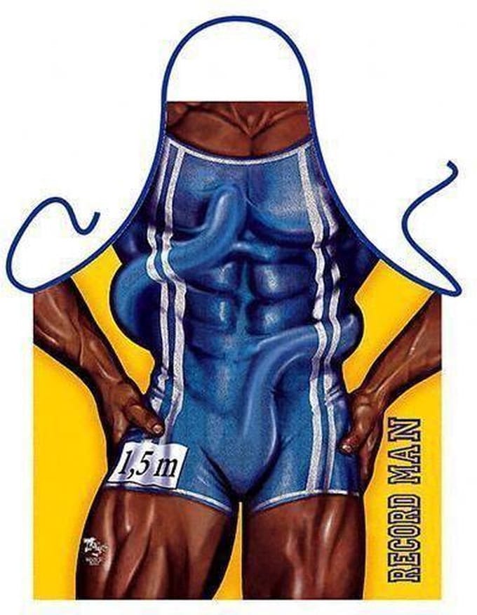 Benza Schort Record Man - Sexy/Leuke/Grappige/Mooie Keukenschort