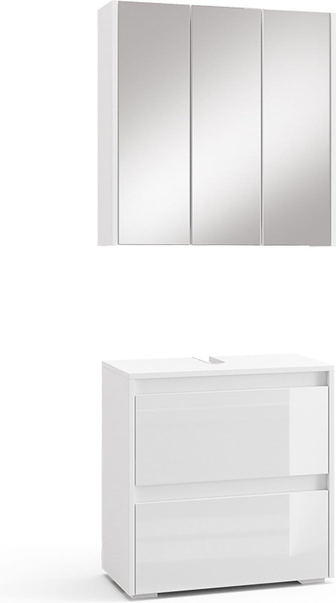 Vicco Badkamermeubelset Majest, Wit Hoogglans, 2-delig