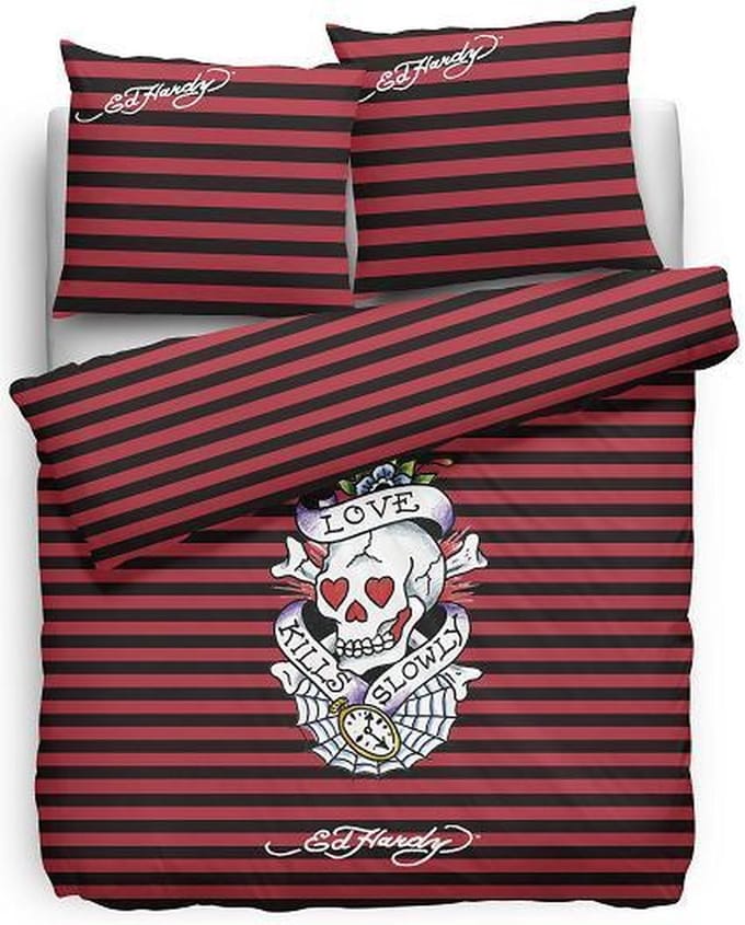 Ed Hardy Dekbedovertrek Love Kills Slowly Stripe - Litsjumeaux - 240x200/220 cm