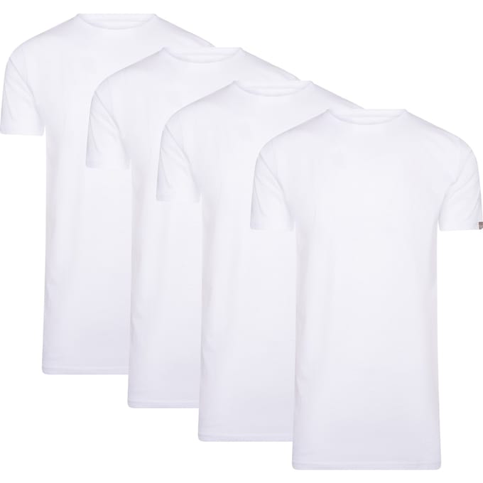 Cappuccino Italia - Heren 4-Pack T-shirt - Extra Lang - Wit - Maat M