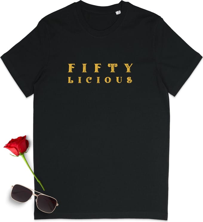 T Shirt Heren en Dames - 50 jaar - Zwart - Maat S