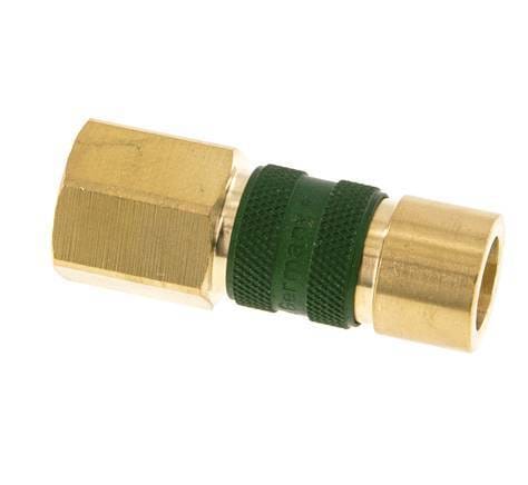 Messing DN 5 Groen-Coded Luchtkoppeling Snelkoppeling G 1/4 inch Binnendraad - CLS5-F-B-GRE-CD-014