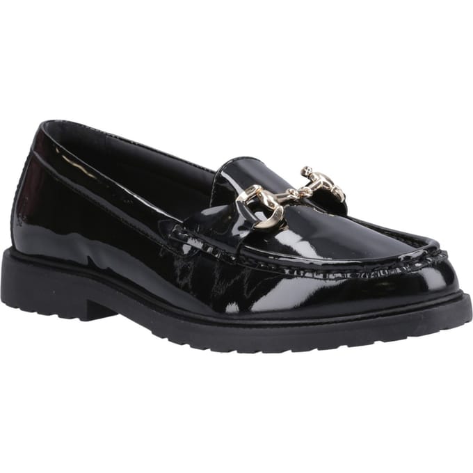 Hush Puppies Verity Patent Snaffle Leer Dames Zwarte Instappers