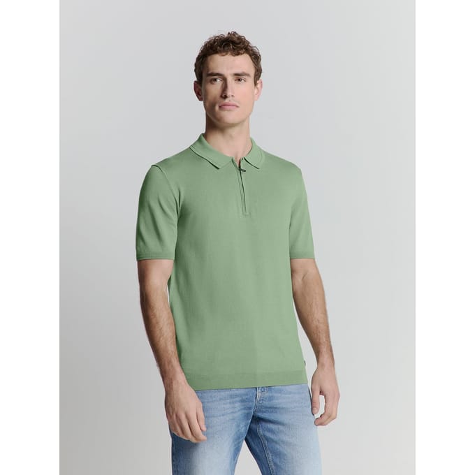 No Excess Pullover Short Sleeve Polo Zip Solid Green Größe: XL | Poloshirts Outlet | Herren | Grün