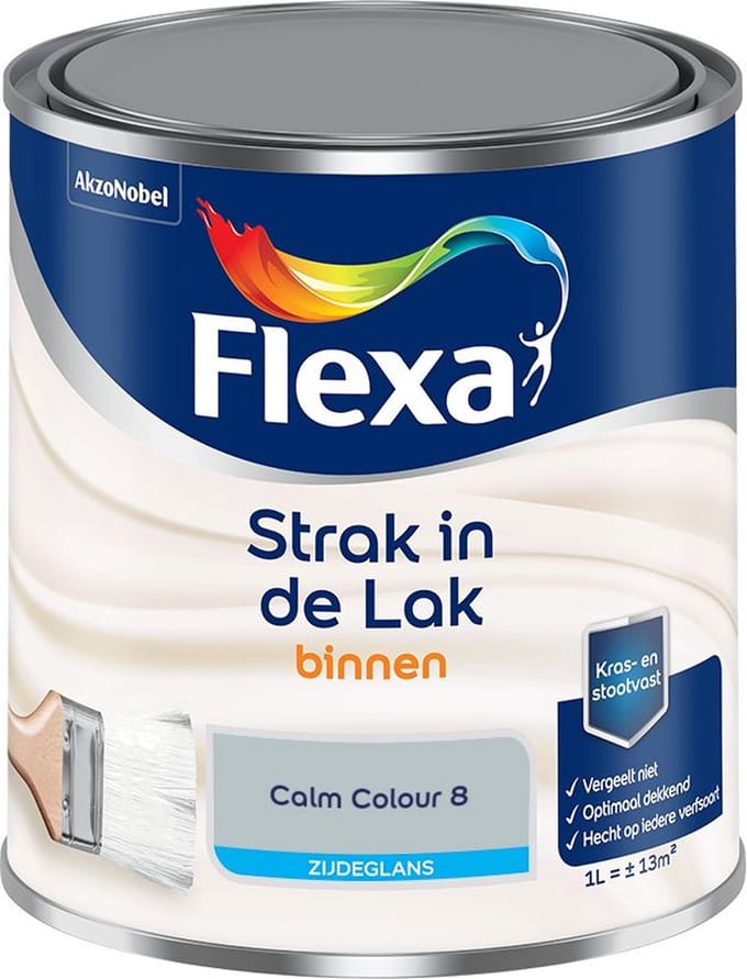 Flexa - Strak In De Lak Binnenlak Zijdeglans - Calm Colour 8 - Mengverf - 1 L