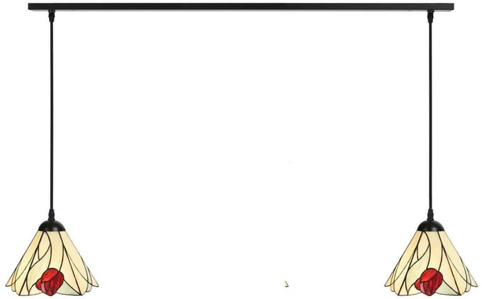 2 x Tiffany Tulip lampen aan plafondbalk - Art Deco Trade
