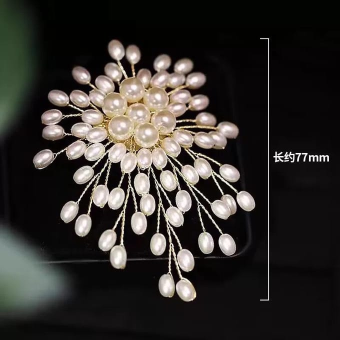 Dames Lichte Luxe Parel Broche, High-End Niche Broche Borstbloem, Kleding Knopen Accessoires gray