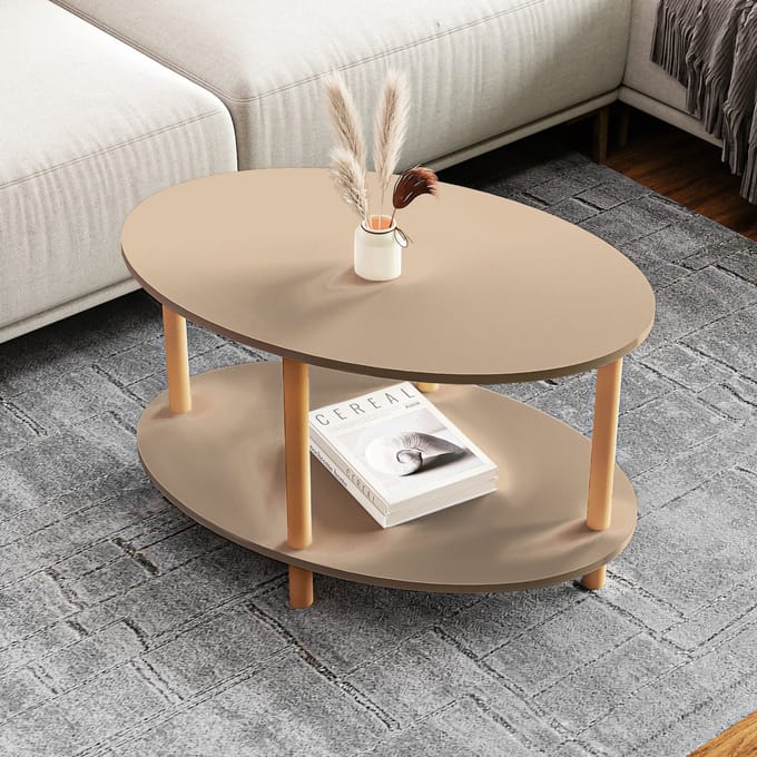 Salontafel Højreby ovaal cappuccino 70x44x43 cm [en.casa]