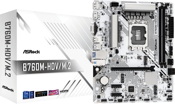 ASRock B760M-HDV/M.2 Moederbord - Intel B760 - Intel LGA1700 - DDR5 RAM - Micro-ATX