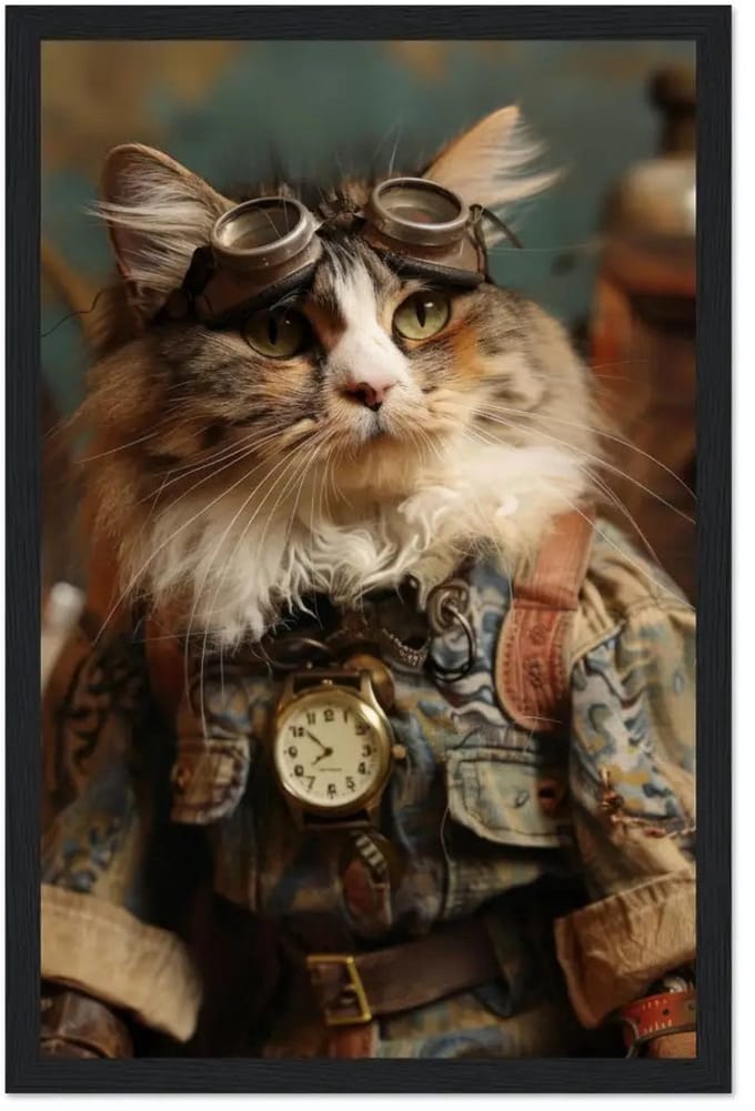 st tropez art inlijsting manx kat - 28x43cm