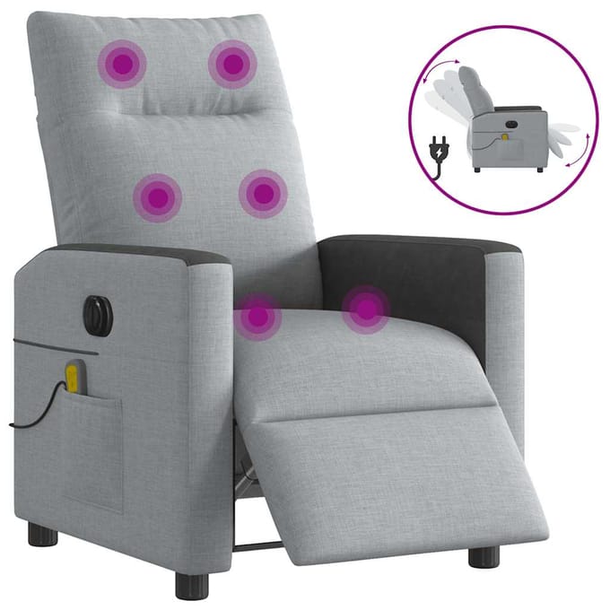 vidaXL - Massagestoel - elektrisch - verstelbaar - stof - lichtgrijs