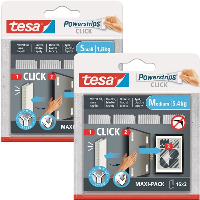 Tesa Powerstrips - Zelfklevende Klittenband Tape - 16 Paar - S+M