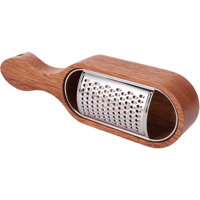 Houten Handvat Kaasrasp Handmatige Kaasrasp met Opbergruimte Handheld Keukenrasp voor Citroen Chocolade brown
