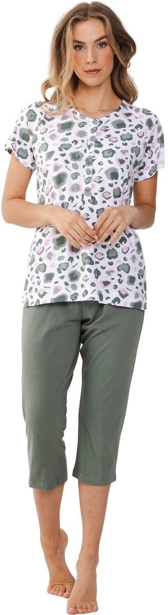 Pastunette Pyjama Green Breeze - Bio Katoen - Wit/Groen - Maat 44