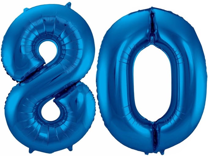 Cijfer ballonnen - Verjaardag versiering 80 jaar - 85 cm - blauw
